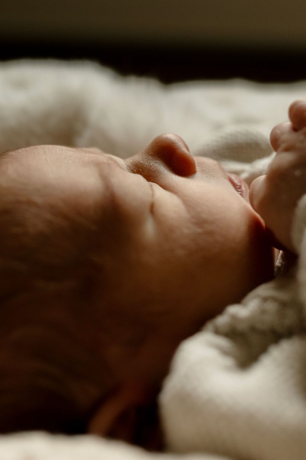 newborn baby sleeping during an in home photo session